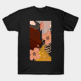 Brown Pastel Retro Floral Celestes Studio© T-Shirt